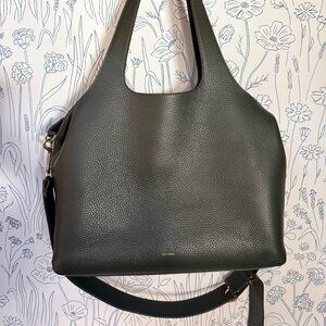 Cuyana 16" Dark Olive System Tote With Laptop Sleeve and Wide Strap